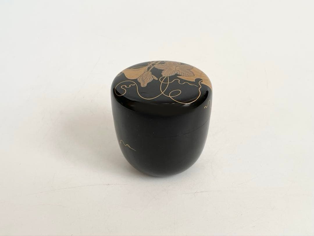 漆芸家　塗師　中谷博峰　夕顔蒔絵　利休棗　棗　茶入　共箱　茶道具