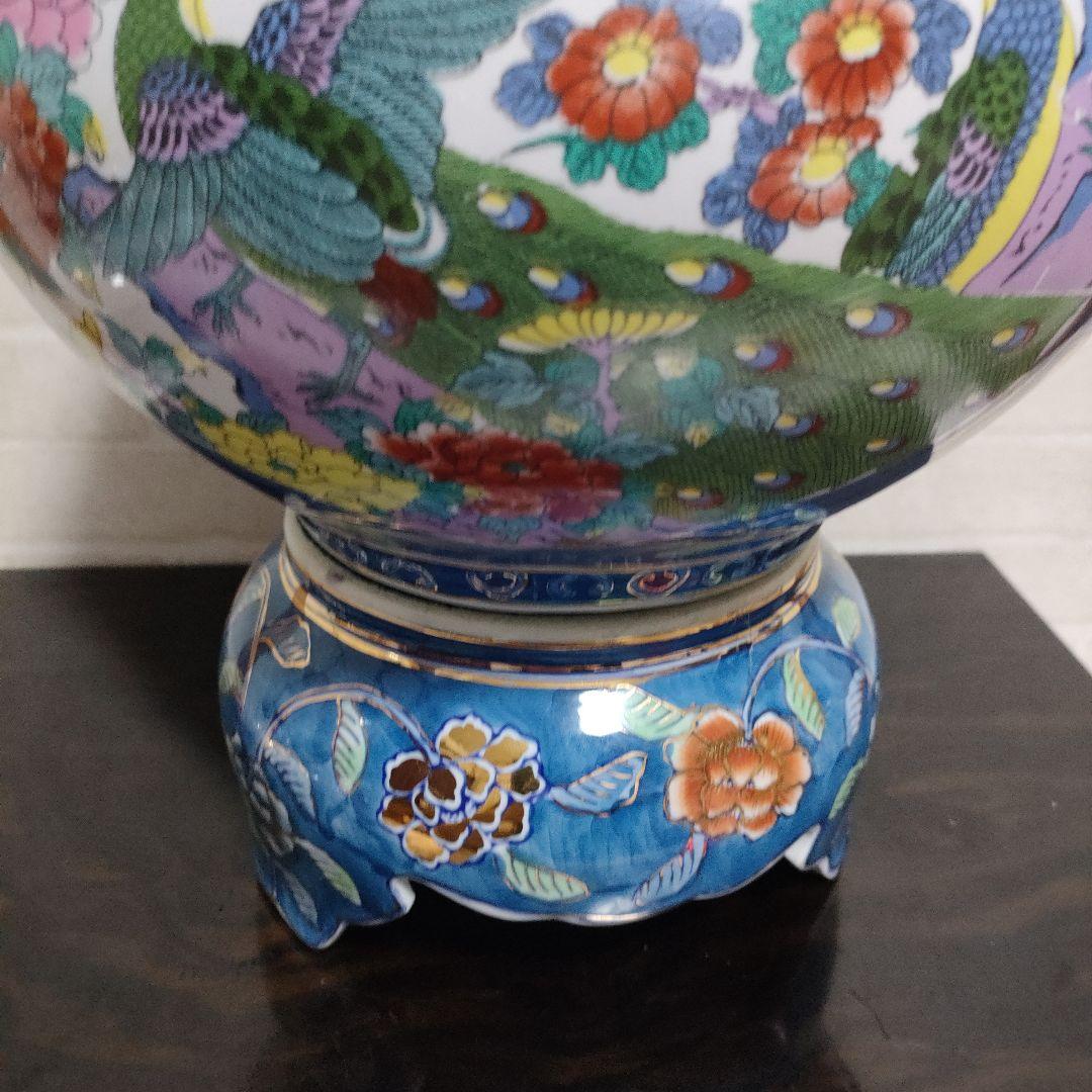 有田焼 古許窯 菊水作 孔雀雉絵図 沈香壺 飾壺 高さ50cm 古美術 骨董品